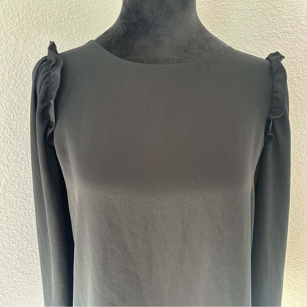 LOFT Petite Black Long Sleeve Blouse XSP